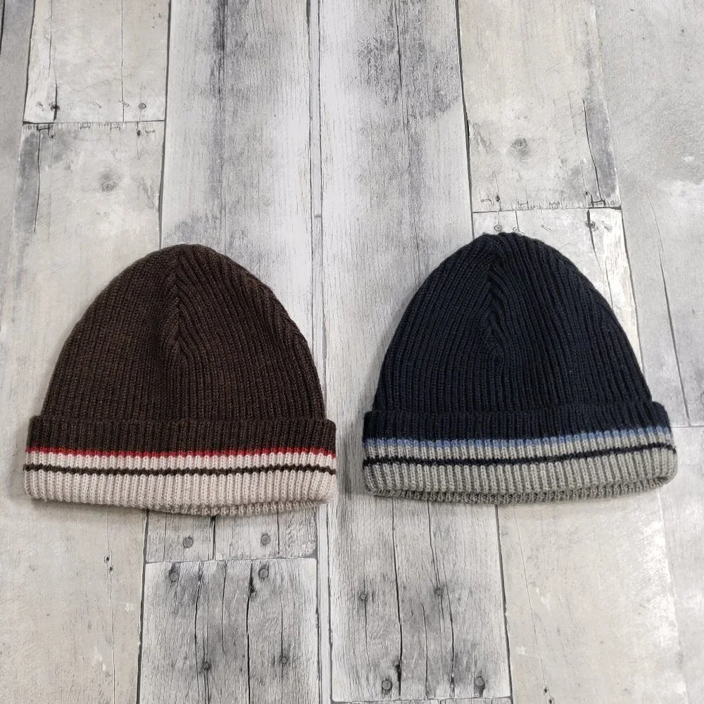 Jacadi Paris Little Boys (set of 2) Brown and Blue Knit Caps Beanie - Size 51